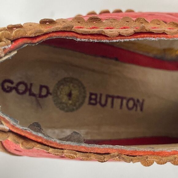 Gold Button Women's Heeled Ankle Zip Booties Real Leather Red Size EU 37 - Picture 8 of 12